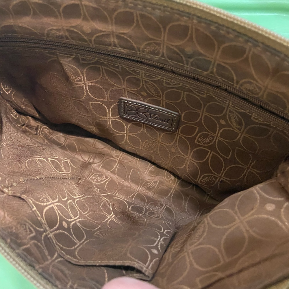 Vintage Fossil Crosstown Crossbody Bag Pebbled Leather Chestnut Brown - Picture 7 of 13